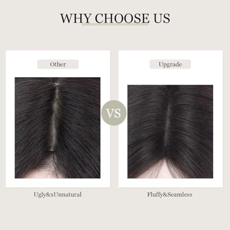 Hair Toppers for Women Real Human Hair,12inch Hairs Topper for Women No Bangs Top Hairs Extensions/Pieces Upgrade Lace Base