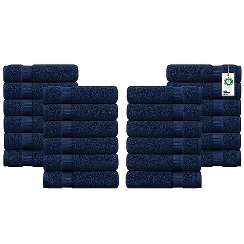 Delara 100% Organic Cotton Towels 650 GSM Plush Feather Touch Quick Dry Wash Cloth, Pack of 24 GOTS Certified, Oeko-Tex Green Certified, Organic Cotton Wash Cloth, 13"X13"