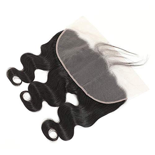 Caijuxing 13 x 6 Lace Frontal Closure Body Wave Frontal 13 x 6 HD Transparent Lace Frontals With Bangs Baby Hair 100% Remy Human Hair 150% Density Natural Color (Black, 10 Inch)