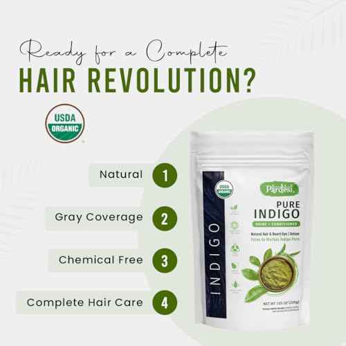 Pardesi Indigo Powder I USDA Organic I 7.05 oz (200 Gram) | Natural Hair & Beard Dye I Unisex I Amonia and PPD Free I Includes Gloves, Hair Cap and Applicator I From India