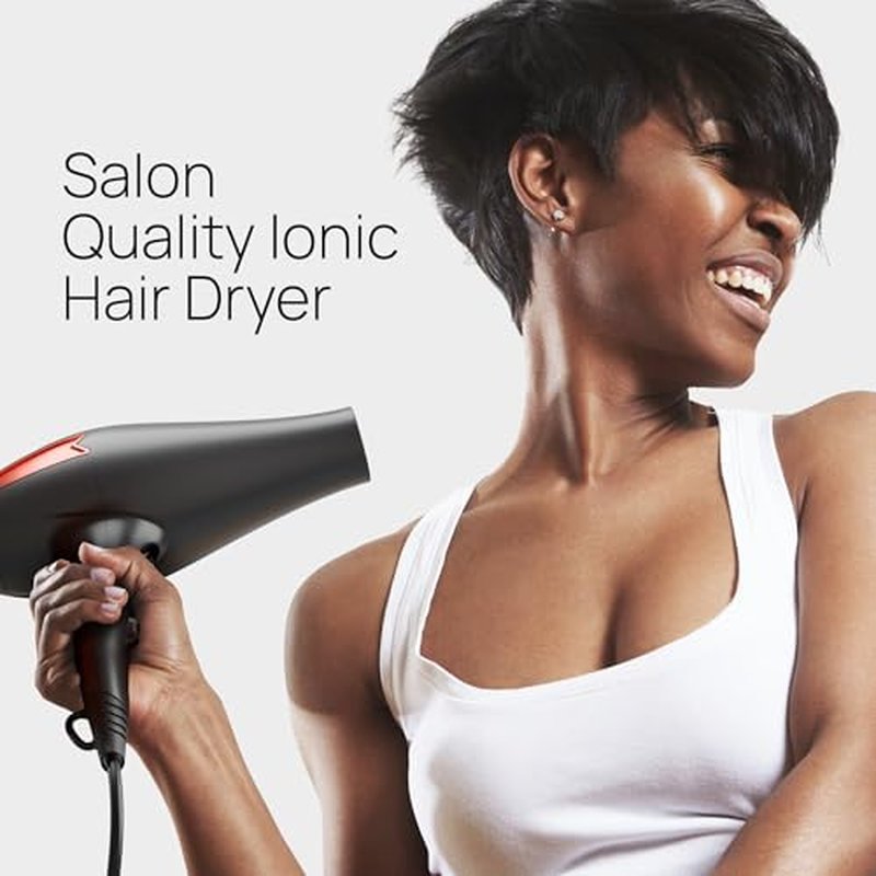 TREZORO Professional Blow Dryer for Women ? Ionic Hair Dryer 2000W for Salon & Personal Use ? Powerful, Fast & Quiet Drying for Curly Hair, Unwanted Frizz ? Design for Travel ? 8.2ft Cord ? Black