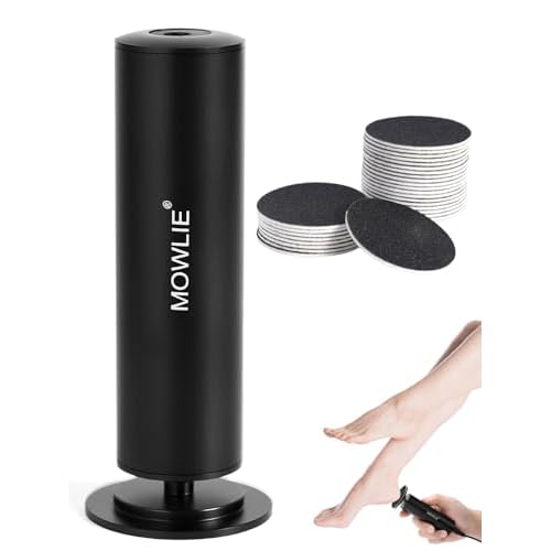 Electric Foot Callus Remover,MOWLIE Electric Foot Care Tools with Speed Controller and 60pcs Replacement Sandpaper Disk for Men Women Dead Dry Crack Skin Calluses (Black)