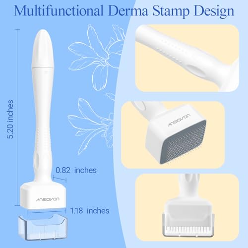 Derma Stamp - ANSIOVON Microneedling Stamp for Hair Face Scalp Beard - Microneedle Dermastamp at Home - Micro Needling Stamp for Women and Men