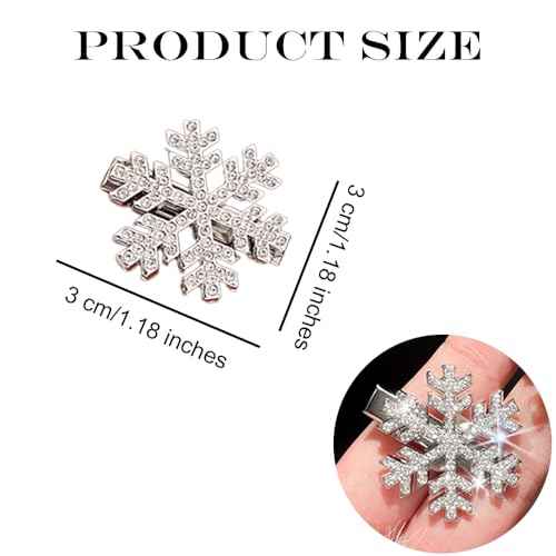 8 Pcs Snowflake Hair Clips Shinny Rhinestone Snowflake Hairpins 1.2 Inch Xmas Hair Barrettes Winter Hair Accessories Alligator Clips for Women Girls Christmas Party Supplies