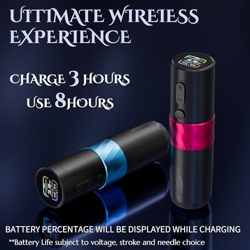 Neebol Wireless Tattoo Gun, Rotary Tattoo Machine, Lightweight LED Screen Display, Cordless Tattoo Supply for Microblading, Eyeliner, Eyebrow, Lips, for Tattoo Artists and Beginners (Red)