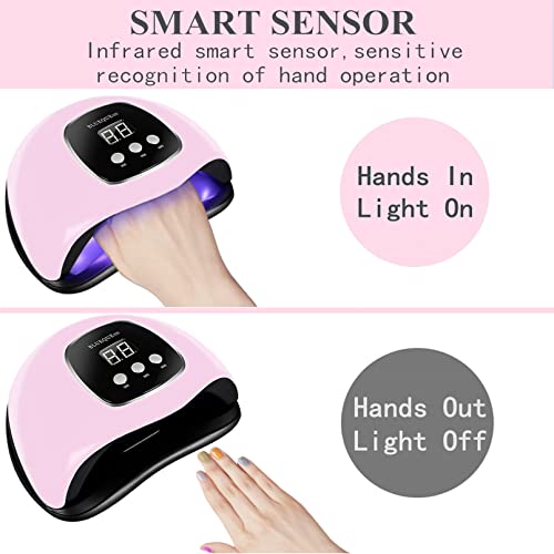 BIGBEAR UV Light for Nails, 48W UV LED Nail Lamp for Gel Polish, Fast Nail Dryer with Automatic Sensor, 3 Timer Setting, Small and Portable, LED Nail Light for Fingernail and Toenail
