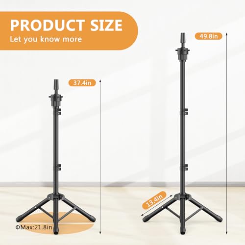 Wig Head Stand 50 Inches, Height Adjustable Tripod Wig Stand, Salon Mannequin Head Stand with Anti-Slip Base for Styling, Wig Display Barber Training, Beauty School? (Black)