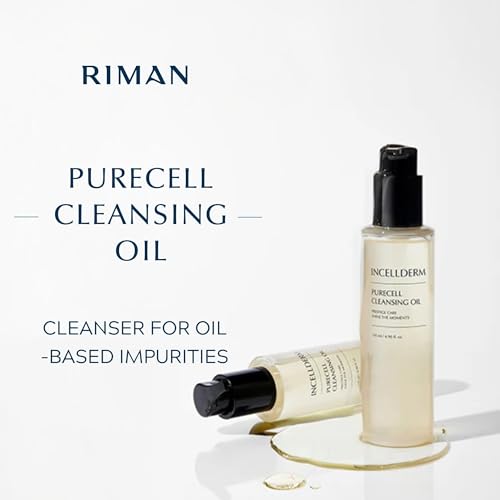 Riman Incellderm Purecell Cleansing Oil | 4.9 fl oz | Gentle Makeup Remover and Hydrating Cleanser | Suitable for Various Skin Types | Lightweight, Plant-Based Formula