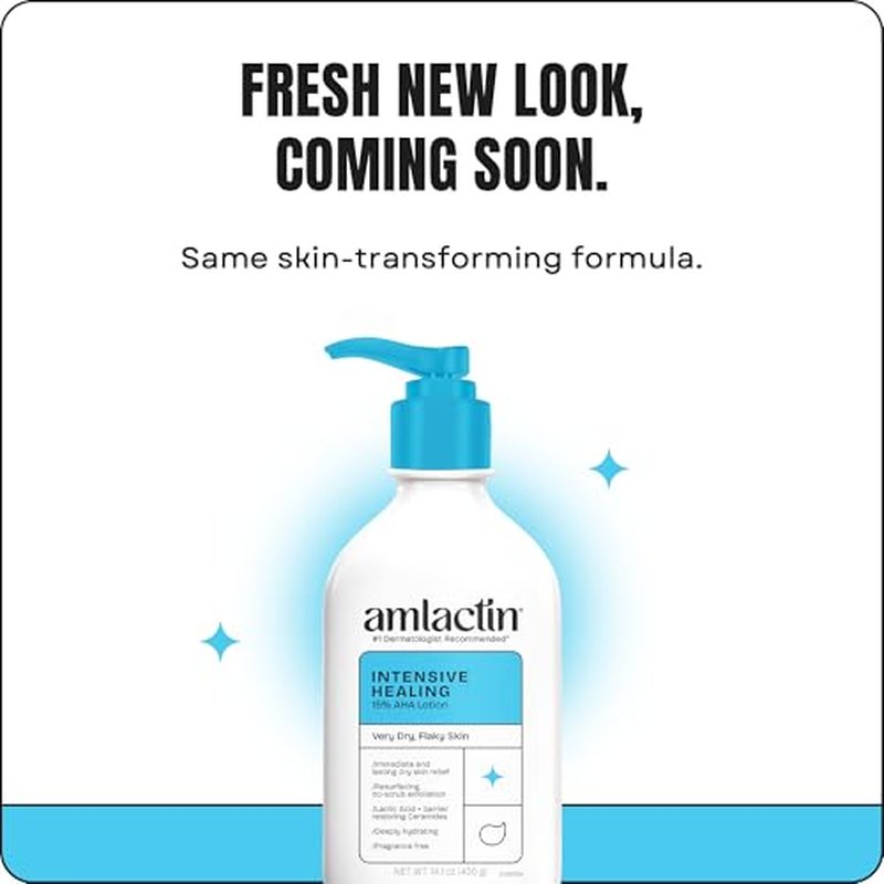 AmLactin Intensive Healing Body Lotion - Therapeutic Lotion for Extremely Dry Skin - No-Scrub Exfoliator and Moisturizer with 15% Lactic Acid AHA and Ceramides, 14.1 oz (Packaging May Vary)?