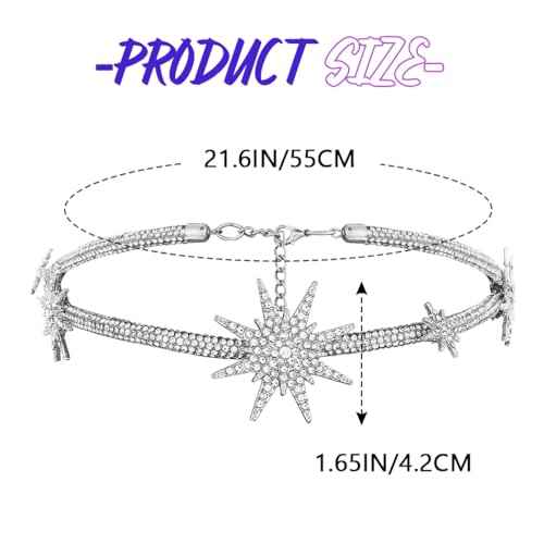 JEAIRTS Rhinestone Headband Silver Star Hair Band Sparkly Bridal Forehead Crystal Headpiece Prom Rave Hair Accessories for Women