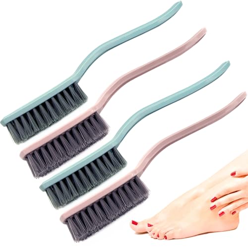 Nail Brush Foot Brush Curved Handle Grip Hand Fingernail Scrub Brush Home Laundry Cleaning Shoes Clothes Toes Nails Feet Scrubber,4 PCS