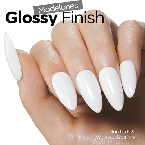 modelones Gel Nail Polish White Gel Polish Solid Nail Poish Soak Off Pastel U V White Art Design Salon DIY Manicure 15 ML