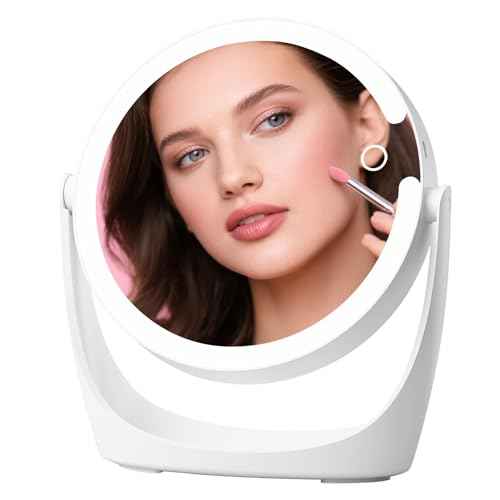Makeup Vanity Mirror with Lights, 10x/1x Magnifying 3 Colors Light, 360¡ÆRotation HD Mirror, LEDs 1500 mAh Rechargeable Double Sided Mirror, Gift for Women