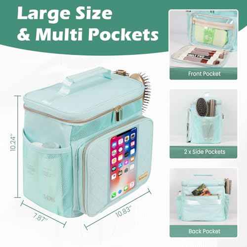 Travel Toiletry Bag for Women, Water Resistant Portable Hanging Toiletry Bags for Traveling, College Dorm, Bathroom, Gym, Shower Caddy, Organizer for Full Sized Bottles, Toiletries (Green)