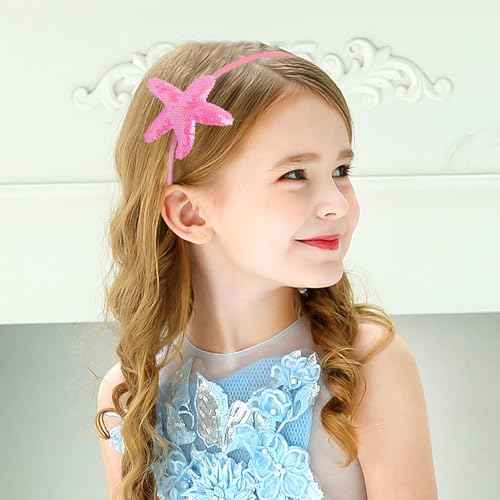 Totelux Sea Star Headband Sequins Starfish Hair Band for Women Girls Hair Accessories Birthday Wedding Party Gift Pink