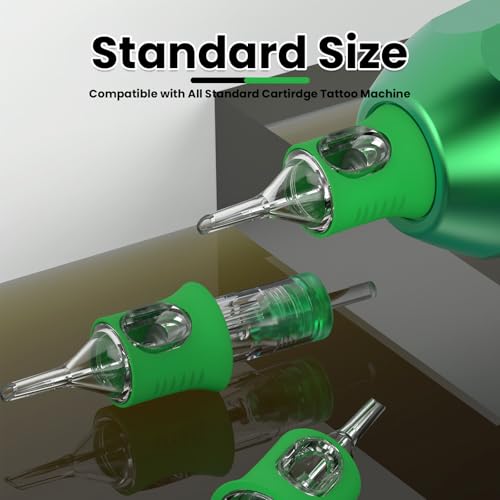 Wormhole Tattoo Needles Tattoo Cartridge Needles 20Pcs 1014RL Disposable Tattoo Needle Cartridges with Finger Ledge Round Liner for Tattoo Machine Pen