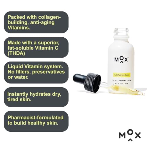 MOX Men's Multi Nutrient Serum, 1 Fl Oz, Hydrating & Anti-Aging with Premium Vitamin C + Squalane. 5 Vitamins, No Fillers, All Skin Types