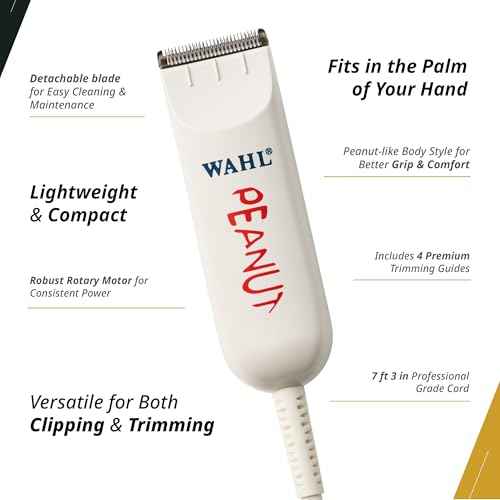 Wahl Professional Peanut Trimmer Corded Lightweight Powerful Rotary Motor Includes 4 Trimming Guides Accessories