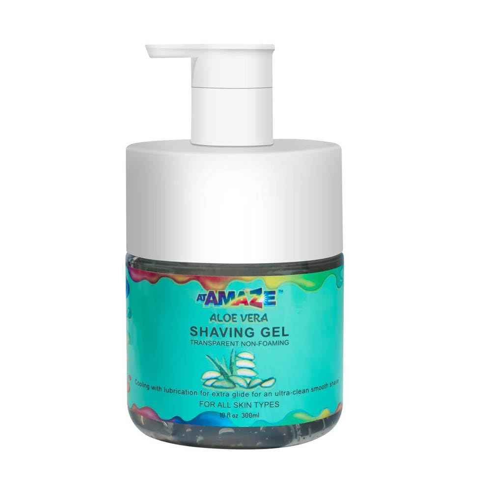 ATAMAZE Aloe Vera Shaving Gel, Natural, Moisturizing, Cool, Soothing Transparent Aloe Vera Gel, Gentle Lubricated Shaving, Helps Prevent shaving irritation, Reduces Shaving Time, Pleasant Mild Scent.