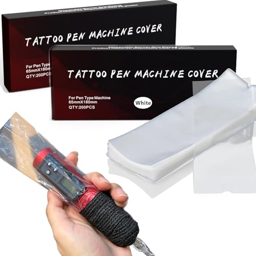 400Pcs Large Machine Pen Covers - Urknall 3"x7" Gun Covers Extra Large Tattoo Pen Sleeves Bags Big Machine Covers Transparent Tattoo Machine Covers Sleeves Tattoo Pen Covers