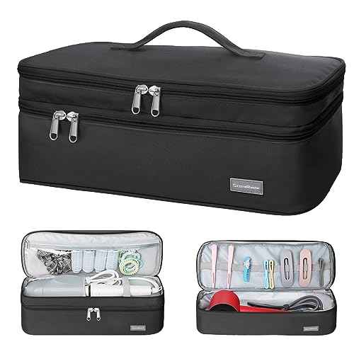 Double-Layer Travel Storage Bag Compatible with Hair Dryer and Attachments, Portable Carrying Case for Hair Dryer Brush/Volumizer/Styler/Hot Tools Scandihome Series