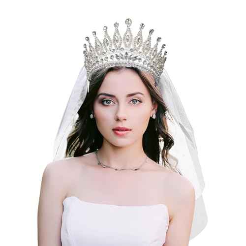 Silver Crystal Tiara Crowns Rhinestone Crown with Combs for Women and Girls Crystal Queen Headbands Princess Headpieces Wedding Hair Accessories Bride Rhinestone for Pageant Birthday Prom