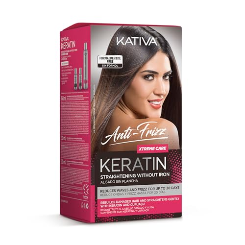 Kativa Anti-Frizz Xtreme Care, Home Use Straightening Treatment with Keratin and Cupua?u, Rebuilds Damaged Hair and Straightens Waves