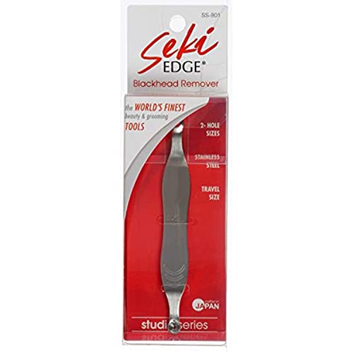 Seki Edge Blackhead Remover (SS-801) - Comedone Extractor for Blackheads - Professional Pimple Popper Tool with 2 Hole Sizes - Preventive Acne Tool & Pore Extractor