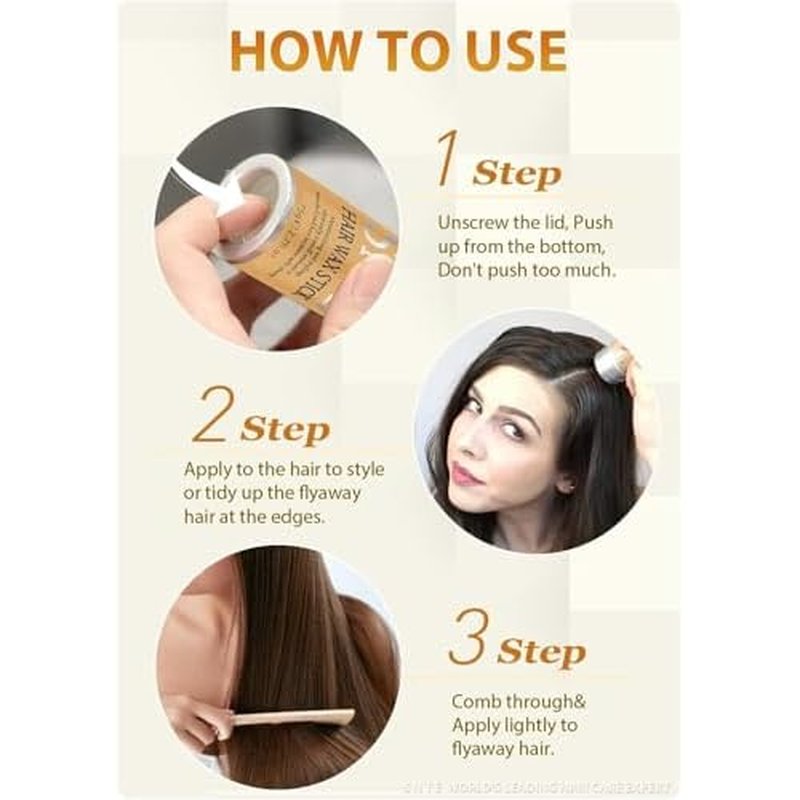 Hair Wax Stick - Slick Back Hair Brush Set 6Pcs, Wax Stick for Hair Flyaways, Bun Accessories, Non-greasy Styling Cream for Women, Kids & Teen Girls