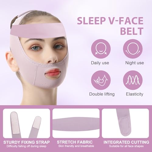 Face Lift Belt Forehead Lift Band, Comfort Pressure Forehead Bandage Chin Up Face Lifting Vshaped Strap