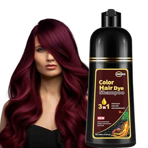 Dark Wine Red Hair Dye Shampoo 3 in 1 for Gray Coverage, Long-Lasting Hair Color Shampoo for Women & Men, Champu Para Canas Mujer Easy to Use At Home 500ML