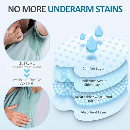 Underarm Sweat Pads for Women [100 Pcs], UOIRMI Armpit Pads for Sweating Women, Disposable Underarm Sweat Pads, Armpit Sweat Pads for A Whole Day Protection | Ideals for Workouts and Special