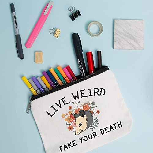 WZJHCL Possum Lover Gift Opossum Makeup Pouch Possum Mama Cosmetic Kit Flower Opossum Travel Storage Organizer Bag (Live Weird)