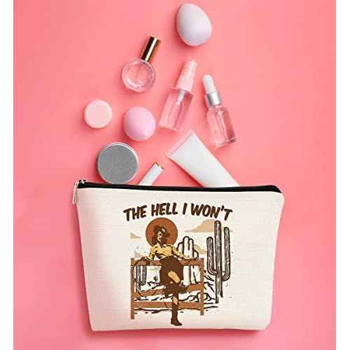 Cowgirl Western Makeup Bag£¬Cowgirl Gifts£¬Cowgirl Gifts for Women£¬Western Gifts£¬Cowgirl Stuff£¬Western Gifts for Women£¬Retro The Hell I Won't Cowgirl Makeup Bag