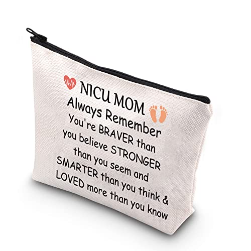 CMNIM Nicu Mom Gifts Preemie Mom Gift Makeup Cosmetic Bag Micro Preemie Mom Gifts NICU Awareness Gifts Always Remember You are Braver thank You Know (Nicu Mom Cosmetic Bag)