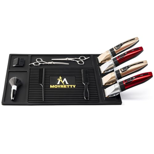 MoyRetty Magnetic Barber Organizer Mat for Clippers Barber Shop Salon Anti-Slip Silicone Pad Rubber Heat-Resistant, for Heavy Clippers and Trimmers (Style 2)