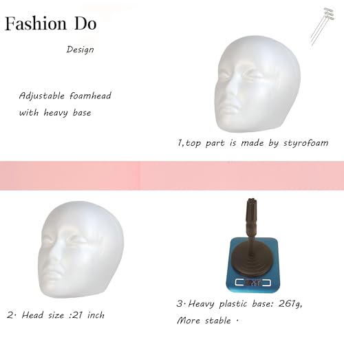 2 PACKS Adjustable wig or hat styrofoam mannequin head holder stand (13¡±to 17¡±)