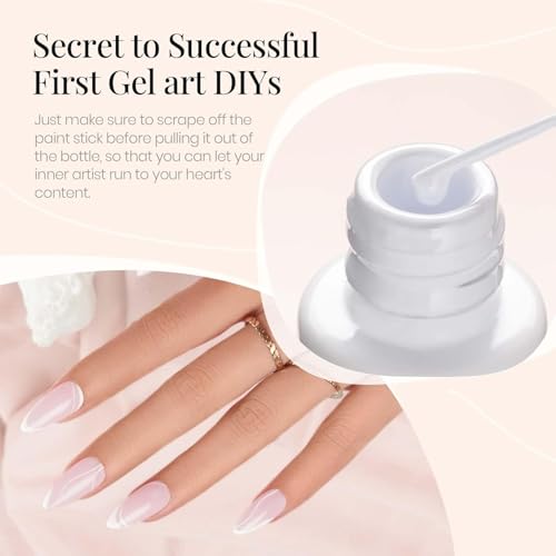 beetles Gel Polish Swirl Nail Art White Gel Liner Nail Polish 1 pcs 7ml Classic White Color Nails Art Paint for Thin French Tip Line Soak off Uv Lamp Manicure Salon