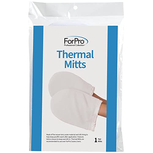 ForPro Professional Collection Thermal Mitts for Paraffin Heat Therapy Spa Treatments, Insulates and Retains Heat, Fits All Hand Sizes, White, One-Pair