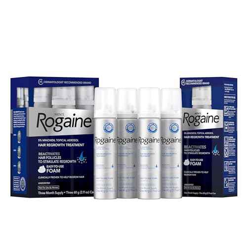 Rogaine Men¡¯s 5% Minoxidil Foam Hair Regrowth Treatment, FDA Approved Brand, Proven to Improve Hair Regrowth, Extra Strength Minoxidil Foam, Unscented Aerosol, 4 Month Supply (4 x 2.11 oz Cans)
