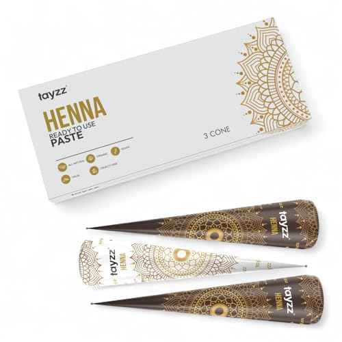 100% Natural Henna Paste Hair Dye Cones Reddish Brown Color Great for Spot Hair Coloring, Long-lasting and Cruelty-Free (Reddish Brown, 3 Pack)