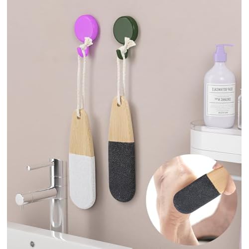 Foot Callus Remover, 2Pcs Pumice Stone Foot File with Ergonomic Wooden Handle, Pedicure Tool for Dead Skin Cracked Heels Wet Dry Use (Small)