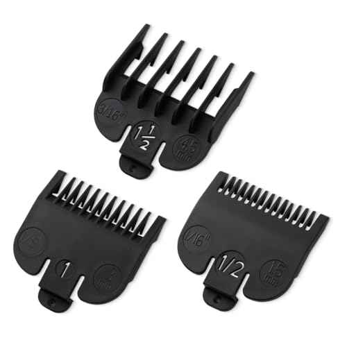 Clipper Guards Set Compatible with Most Wahl Clippers, Clipper Guides Replacement - 1/16" to 3/16", 3 Piece Set, Black Color