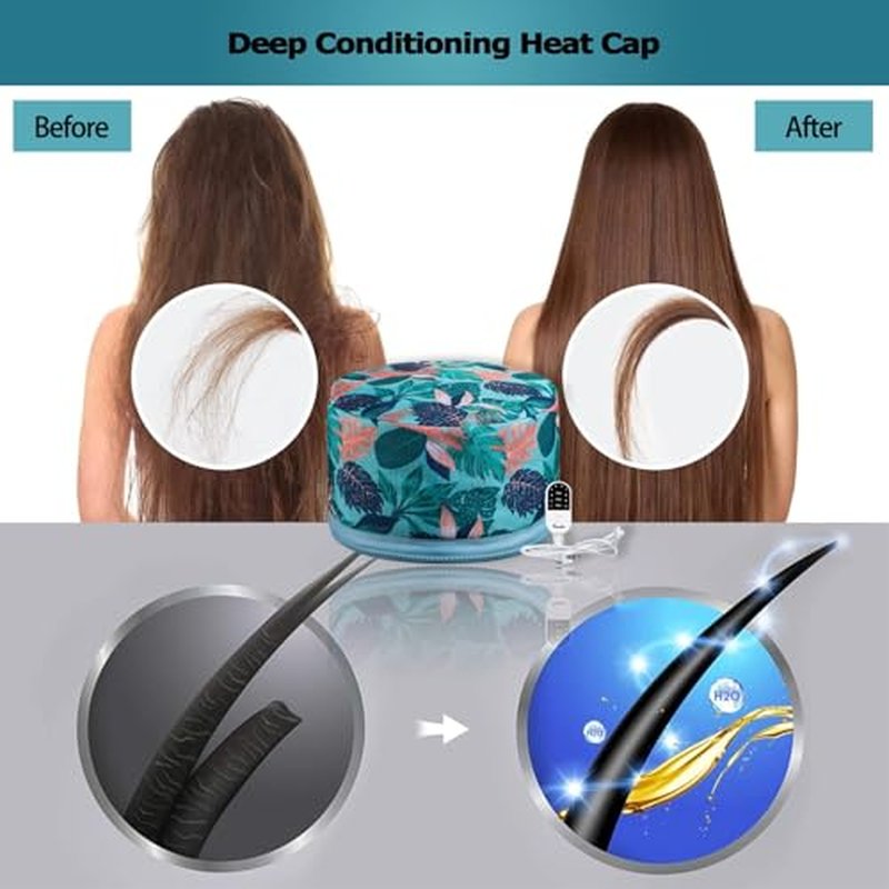 VICARKO Hair Steamer for Deep Conditioning, 10-Level Heats Up Quickly, 118¡± Power Cord, Heating Cap Hot Oil Treatment Heat, Electric Thermal Heated Steam Natural Black Hair, Hawaii Blue