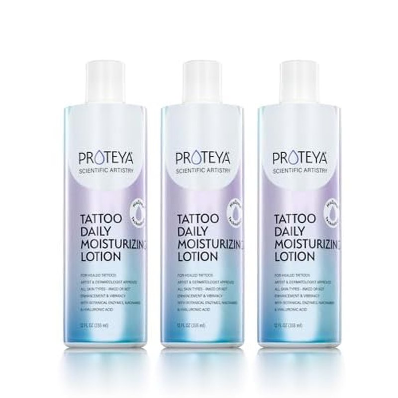Tattoo Daily Moisturizing Lotion | Hydrating Daily Tattoo Care w/Niacinamide and Hyaluronic Acid to Enhance and Preserve Your Tattoos, 12 oz (3 Pack)