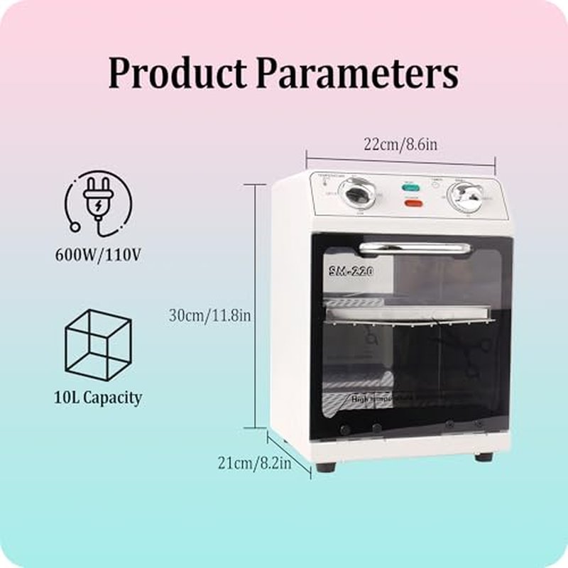 High Temperature Sterilizer, 8L Large Capacity Dry Heat Sterilizer, Max. Temperature 220¡É, With Temperature Control & Timer, For Hair Salon Spa Nail Salon, Tool Sterilizer