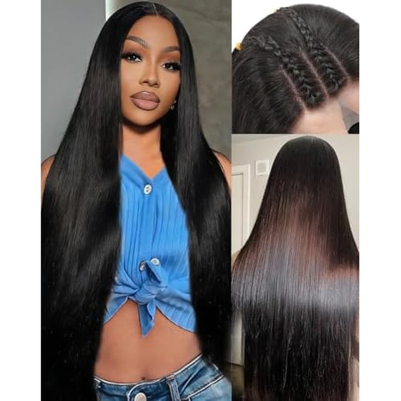 Sealusa 13x6 Lace Front Wigs Human Hair 100% Unprocessed Brazilian Virgin Hair Straight Human Hair Wig 200% Density Can Be Dyed And Restyled Vertical Smooth Natural Color With Baby Hair 22 Inch