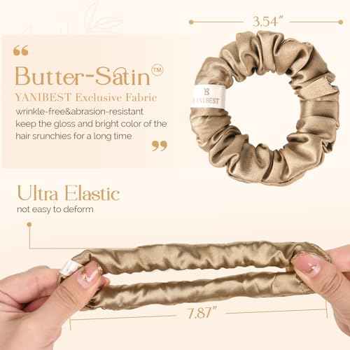 Yanibest Satin Scrunchies for Women, Hair Ties No Damage for Girls, Silk Ponytail Holders 6pcs Headwear