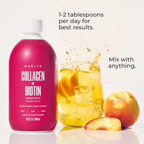 MA?LYS Super Charged Liquid Collagen for Women - Collagen Peptides Supplement with Biotin for Hair, Skin and Nails - Liquid Hydrolyzed Collagen Peptides