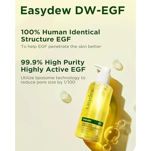 EASYDEW DW-EGF Multi Vita Ampoule Cleanser ? Hypoallergenic Face Wash for Sensitive Skin with High-Concentration EGF Peptide, Multi-Vitamins and Hyaluronic Acid - Ampoule to Bubble Foam, 6.76 fl.oz.